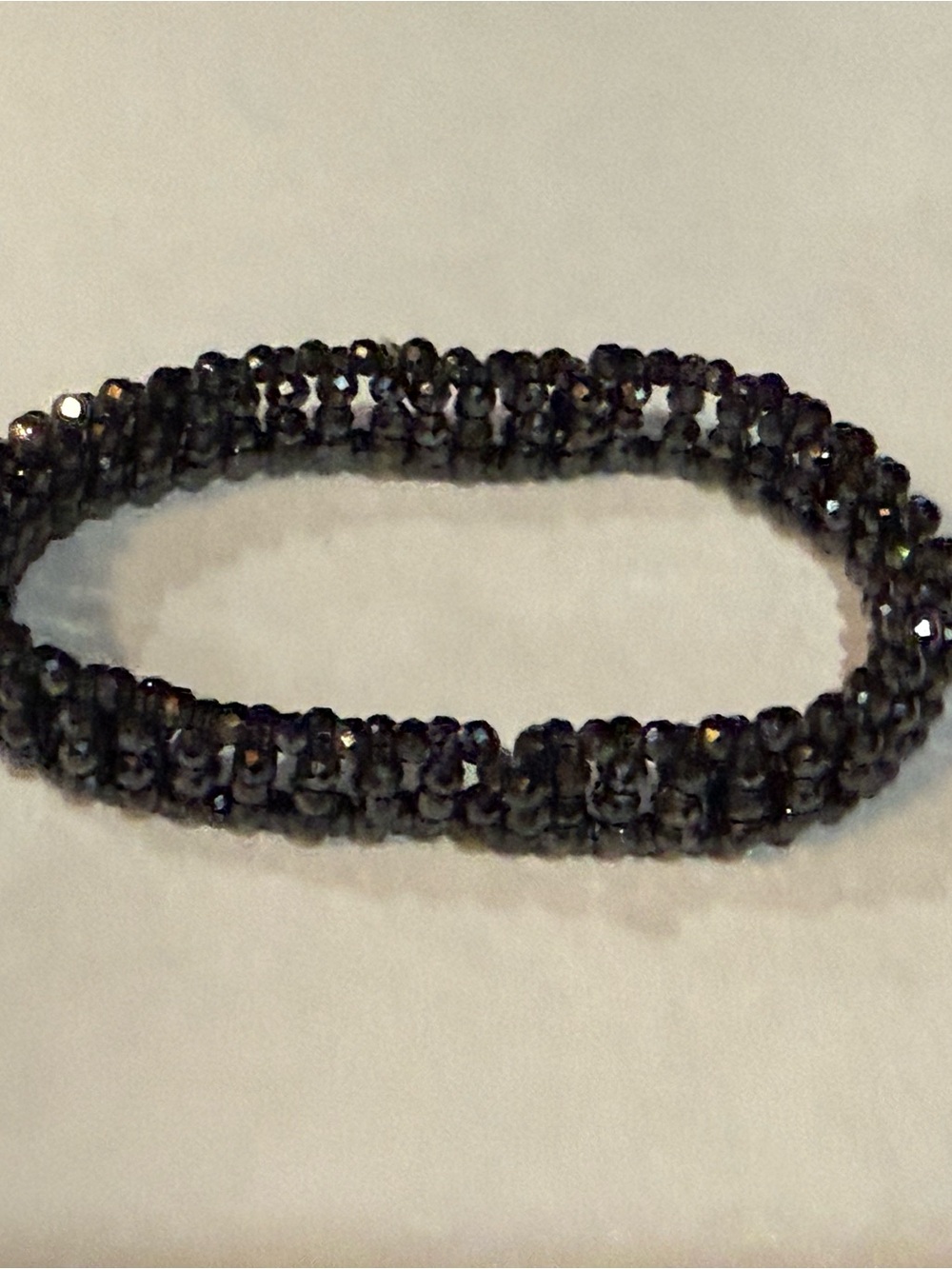 Source Unknown Black Faceted Crystal Stretch Bracelet